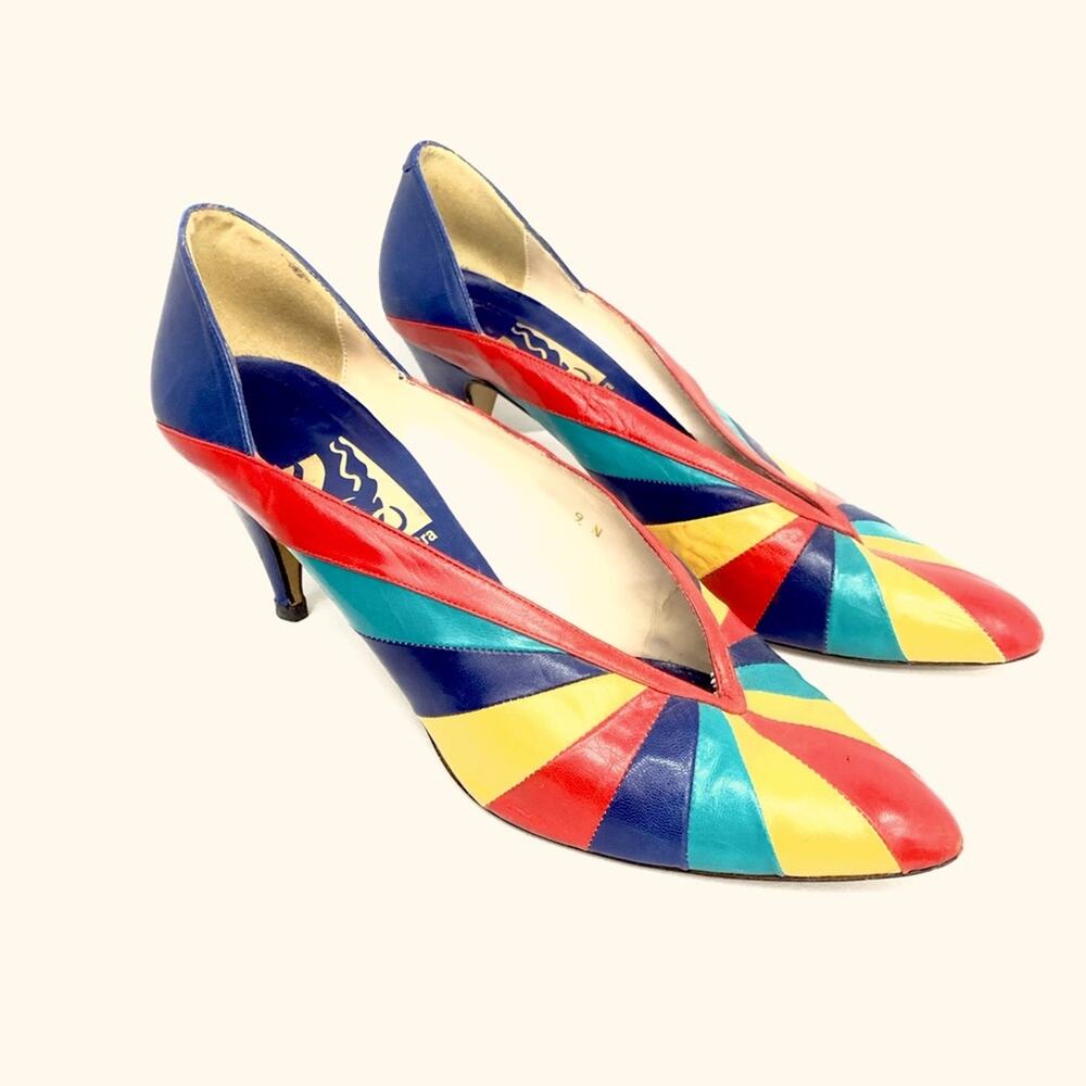 Leyla Mitra Jewel Tone Stripe Heels